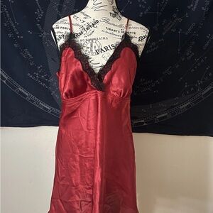 Jones New York Red Satin Lace Slip Dress | Size M